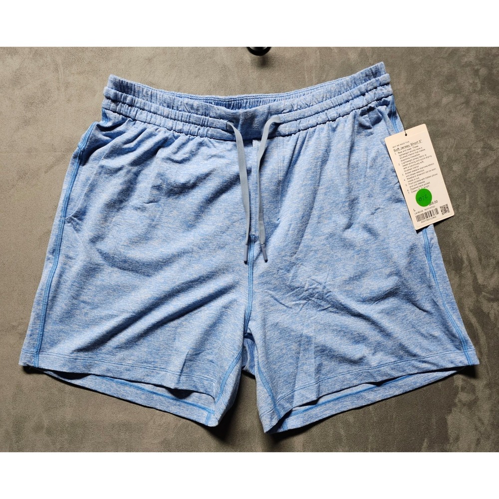 Lululemon Mens Soft Jersey Short 5" Poolside Heathered Blue LM7BCVS Size L NEW